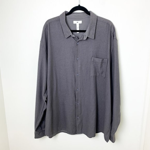 BP gray button up shacket fuzzy flannel 2XL - Picture 1 of 7